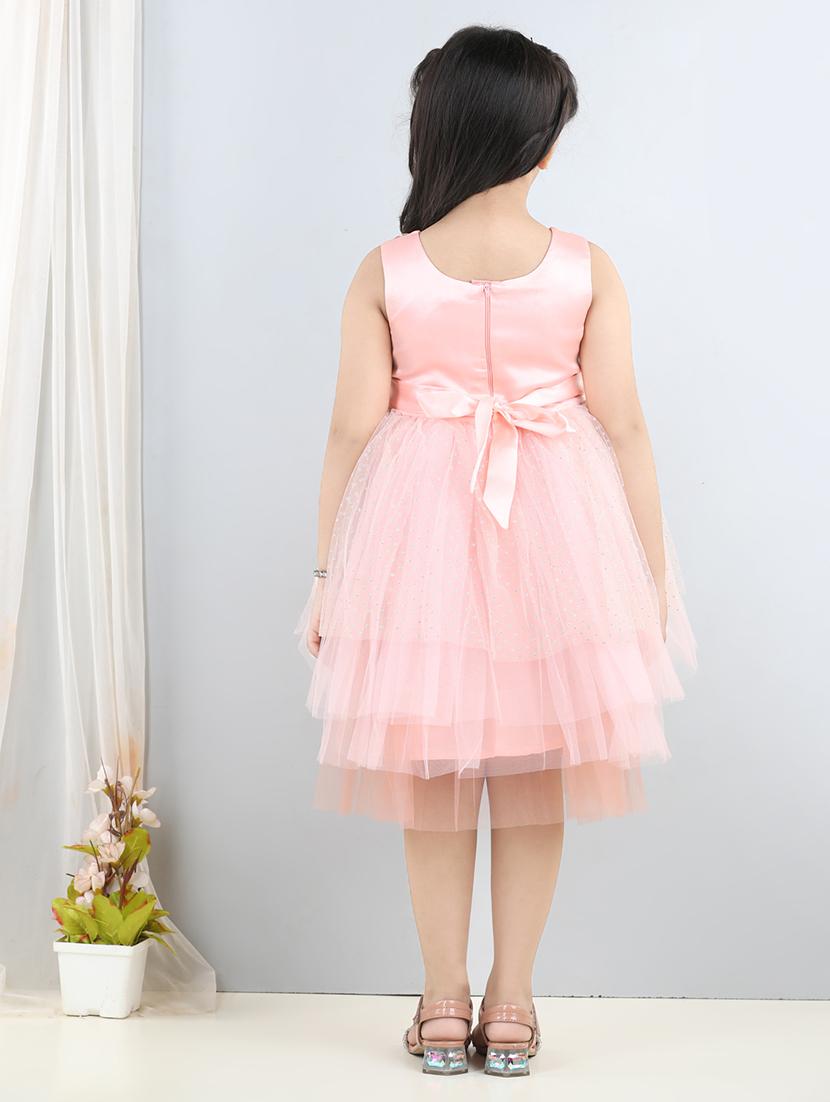 girls peach embellished net layered frock - 21067312 - Standard Image - 3