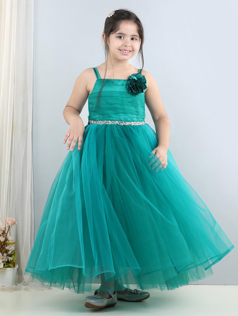 girls embellished net flare frock - 21067324 -  Zoom Image - 0