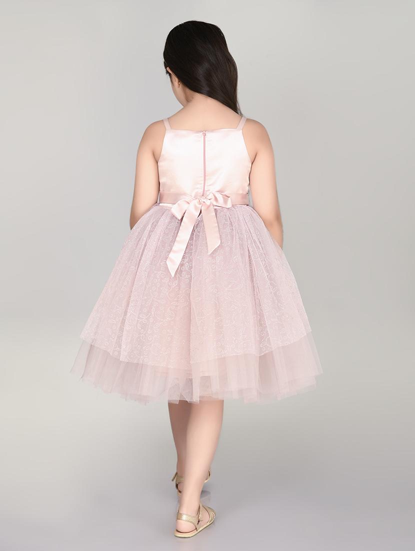 girls pink square neck net frock - 21067382 - Standard Image - 3