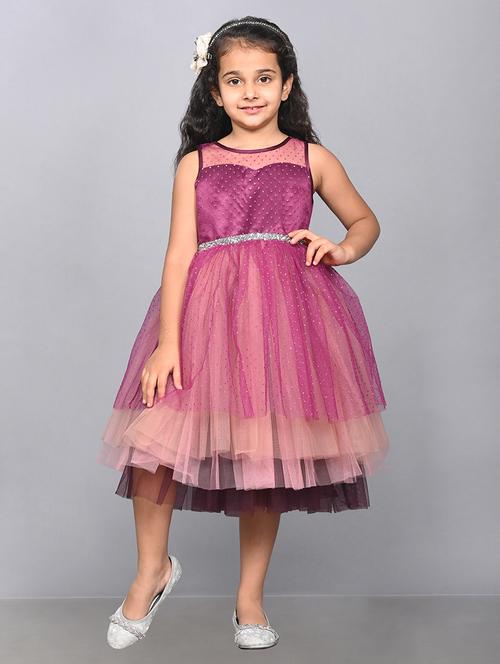 girls round neck net frocks - 21067405 -  Standard Image - 0