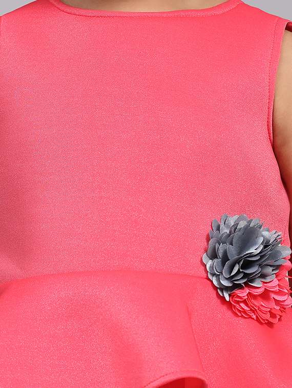girls round neck solid frock - 21067448 -  Standard Image - 3