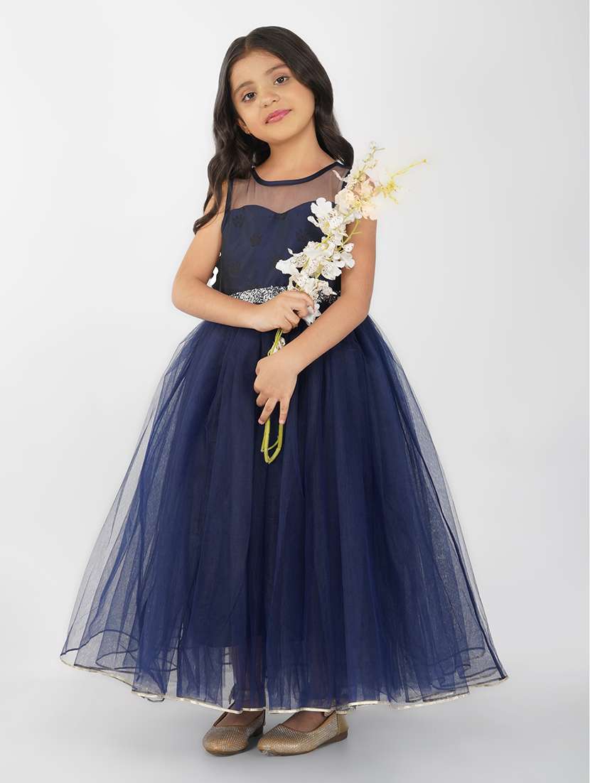 girls round neck net frock