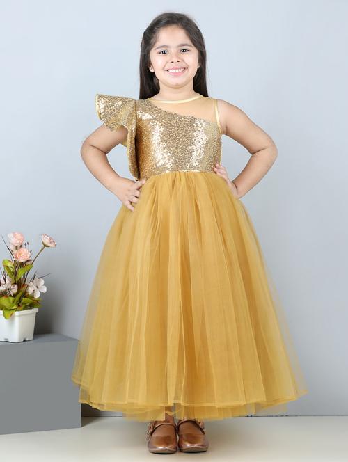 girls round neck net flare frock - 21067519 -  Standard Image - 0