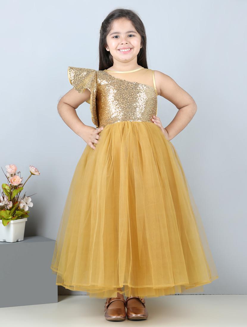 girls round neck net flare frock - 21067519 -  Zoom Image - 0