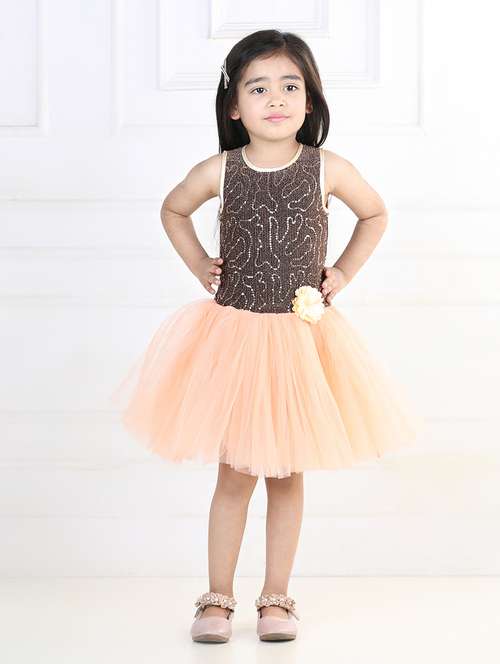 girls round neck net frock