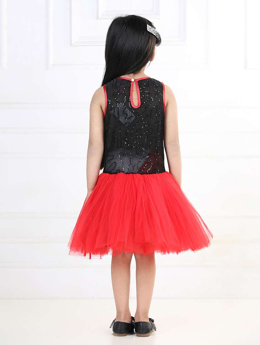 girls red sequins detailed frock - 21067546 -  Standard Image - 3