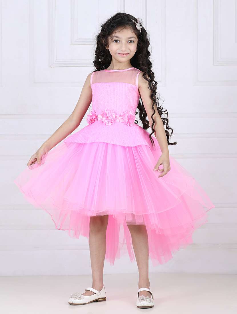girls round neck net frock