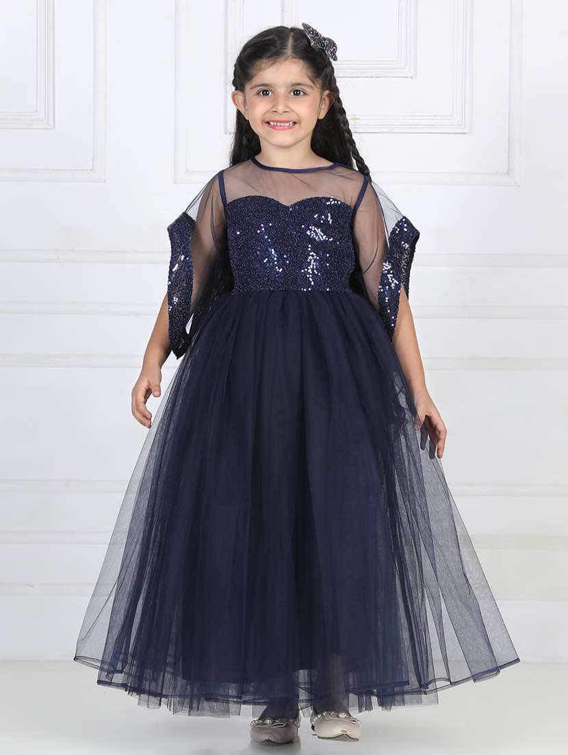 girls round neck net frocks
