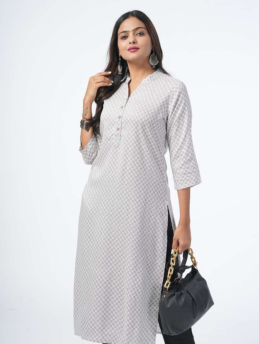 women three quarter sleeve straight kurta - 21067740 -  Standard Image - 3