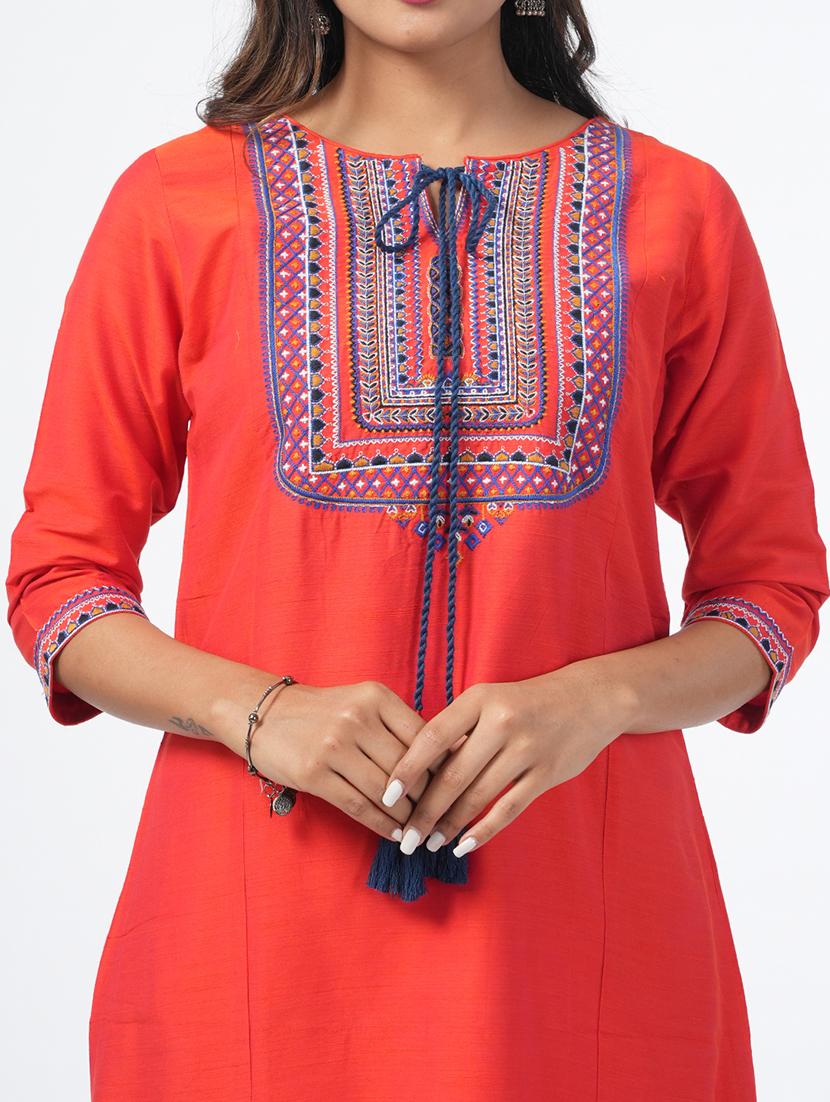 women three quarter sleeve a-line kurta - 21067742 - Standard Image - 5