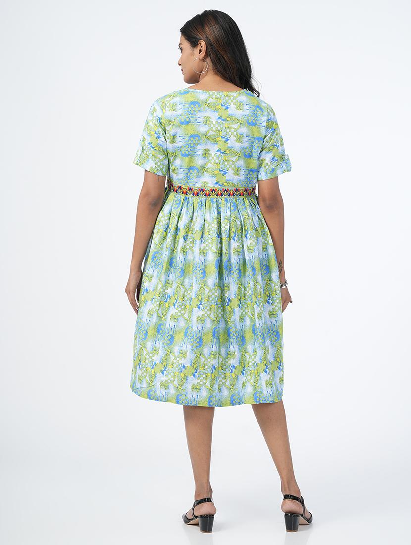 women printed short sleeve ethnic dress - 21067748 - Standard Image - 3