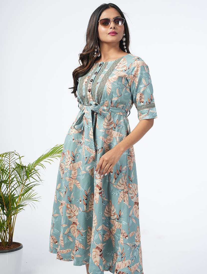 women tropical printed a-line ethnic dress - 21067750 -  Standard Image - 3