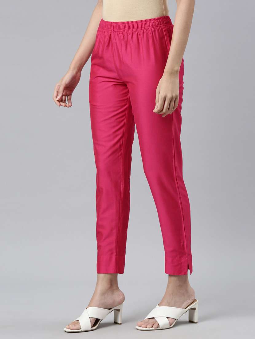 women solid mid rise ankle length tapered pant - 21067757 -  Standard Image - 3