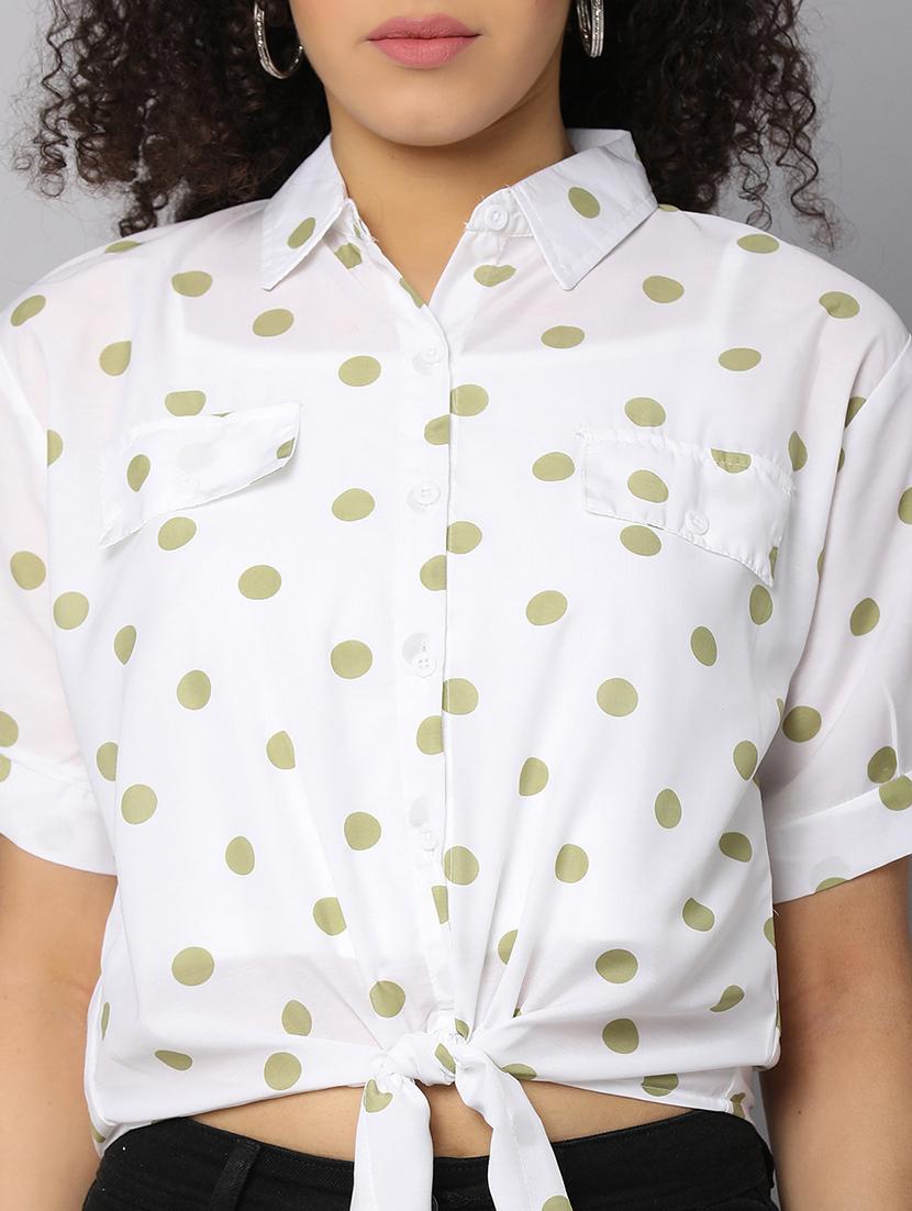 women white polka dots printed crop top - 21067781 - Standard Image - 5