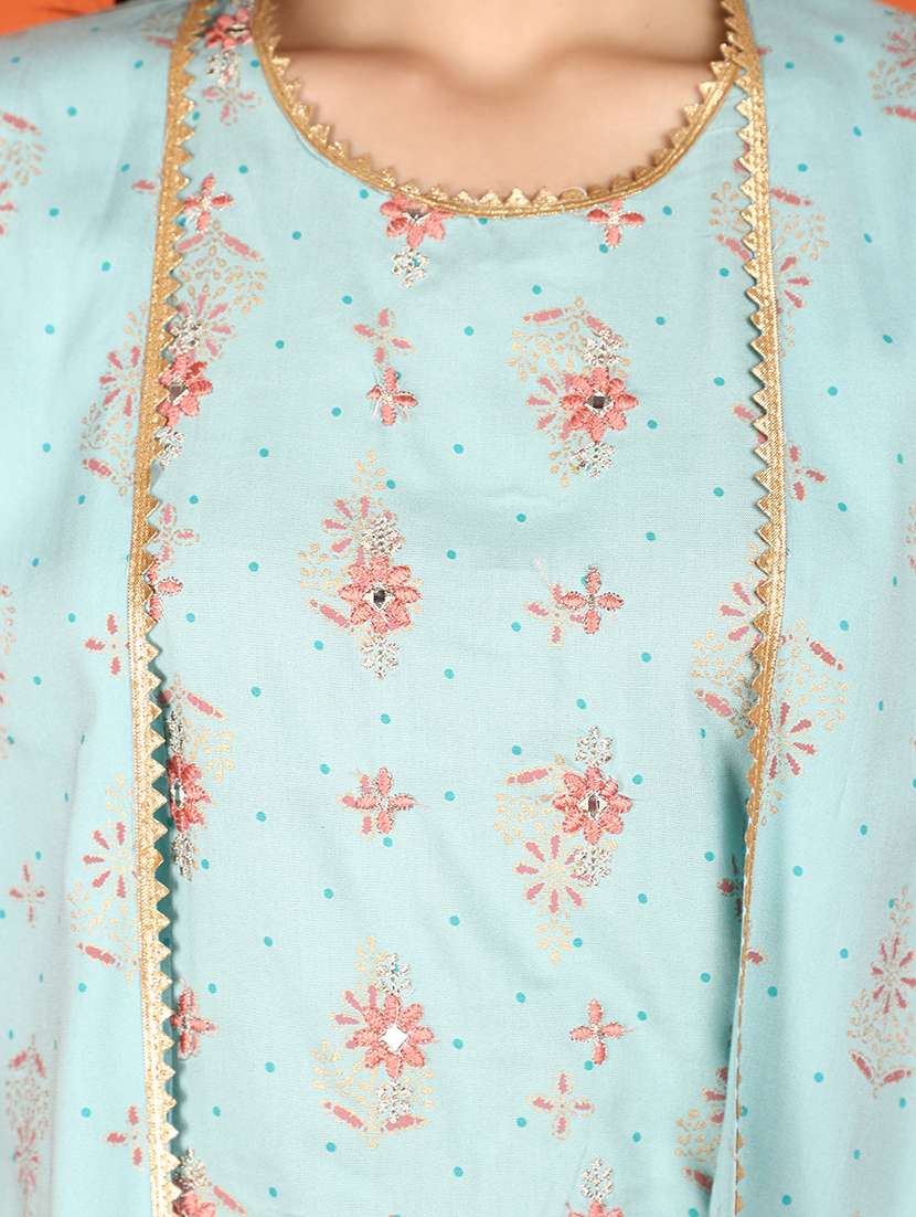 women light blue round neck fusion set - 21067921 -  Standard Image - 5