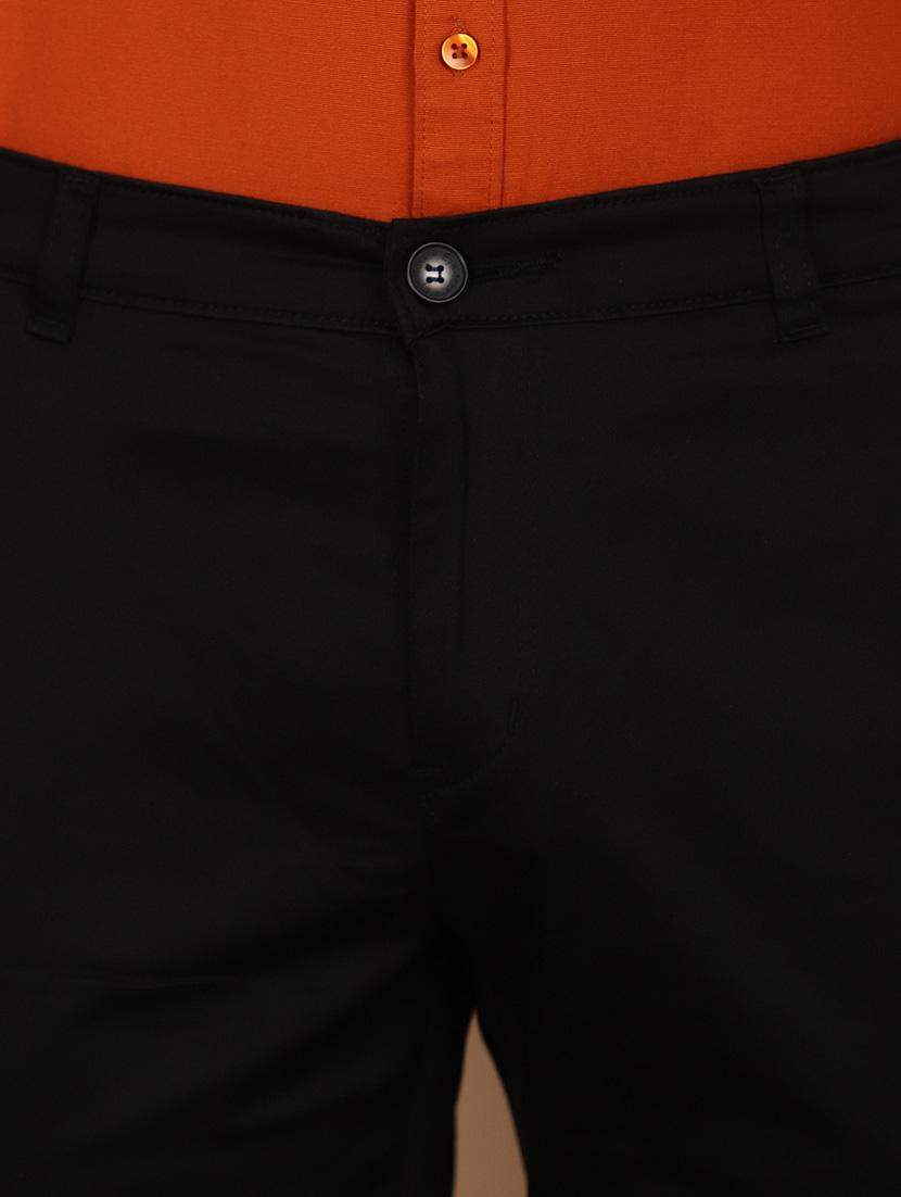 black cotton flat front casual trousers - 21068004 - Standard Image - 5