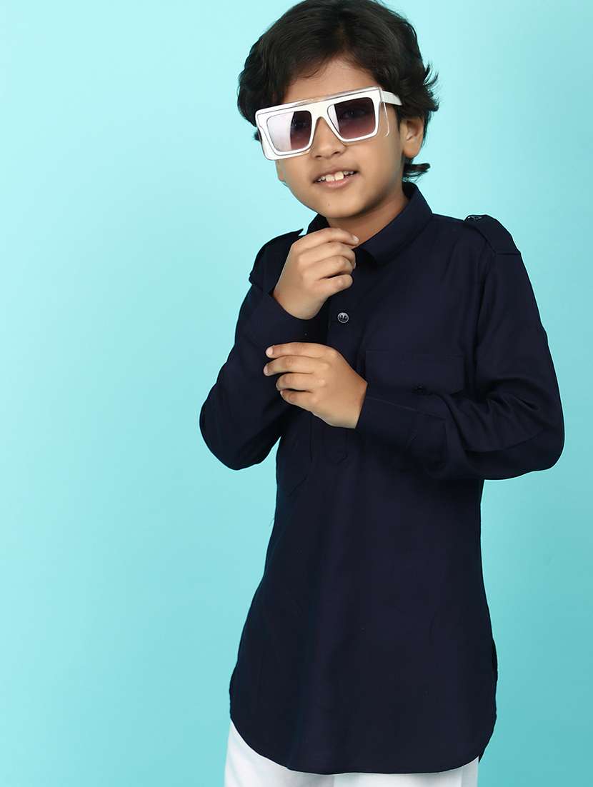 kids solid kurta pyjama set - 21068013 -  Standard Image - 3