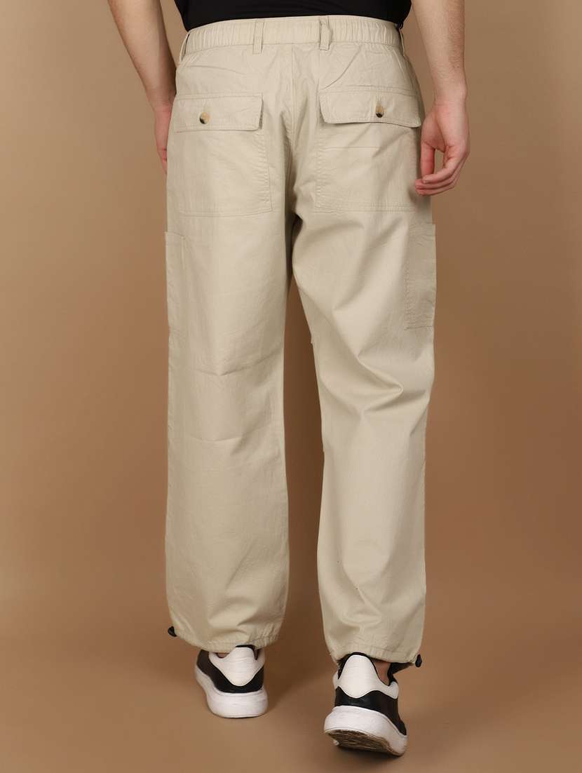 beige cotton parachute casual trousers - 21068145 -  Standard Image - 3