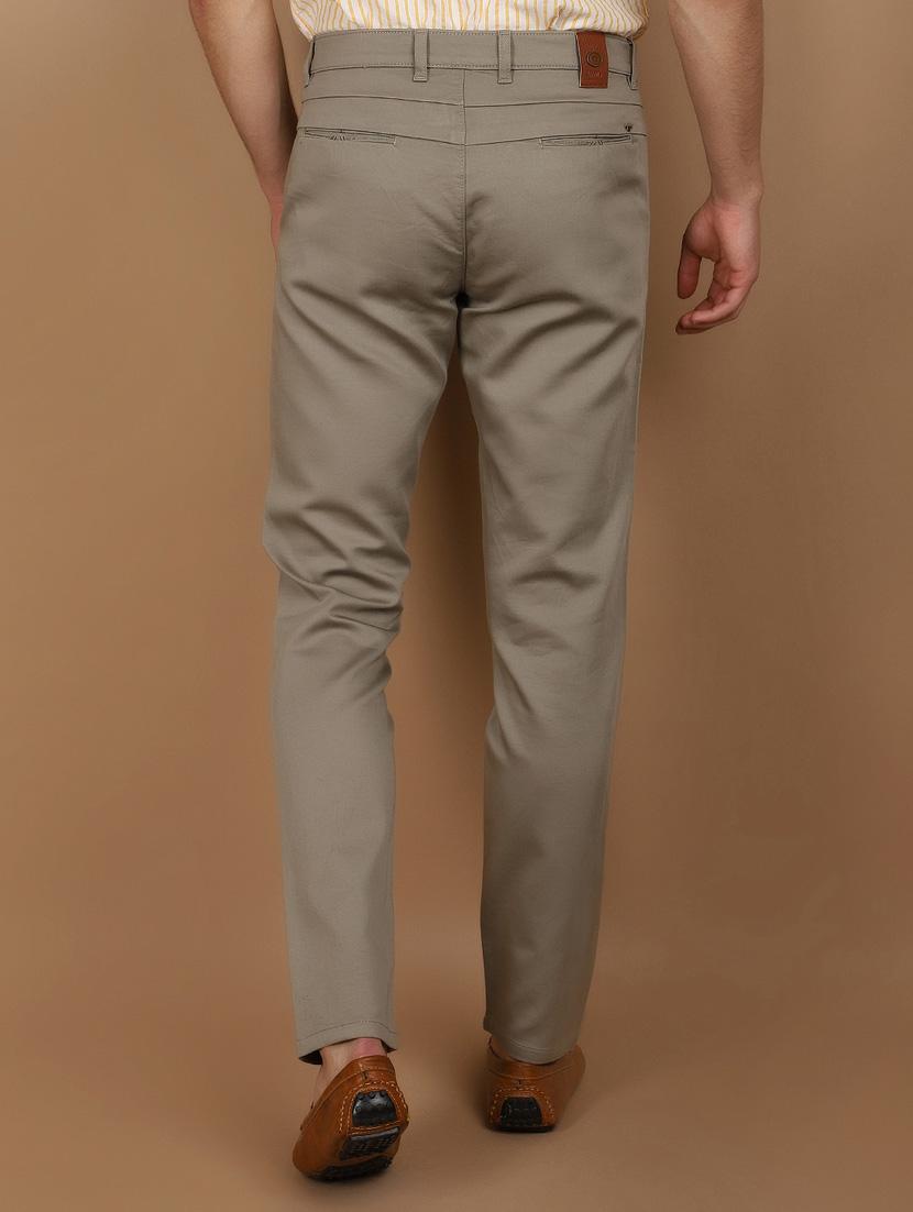 green cotton flat front casual trousers - 21068248 - Standard Image - 3