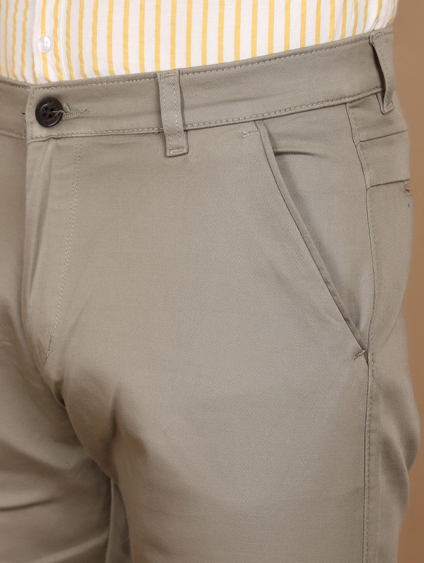 green cotton flat front casual trousers - 21068248 - Standard Image - 5