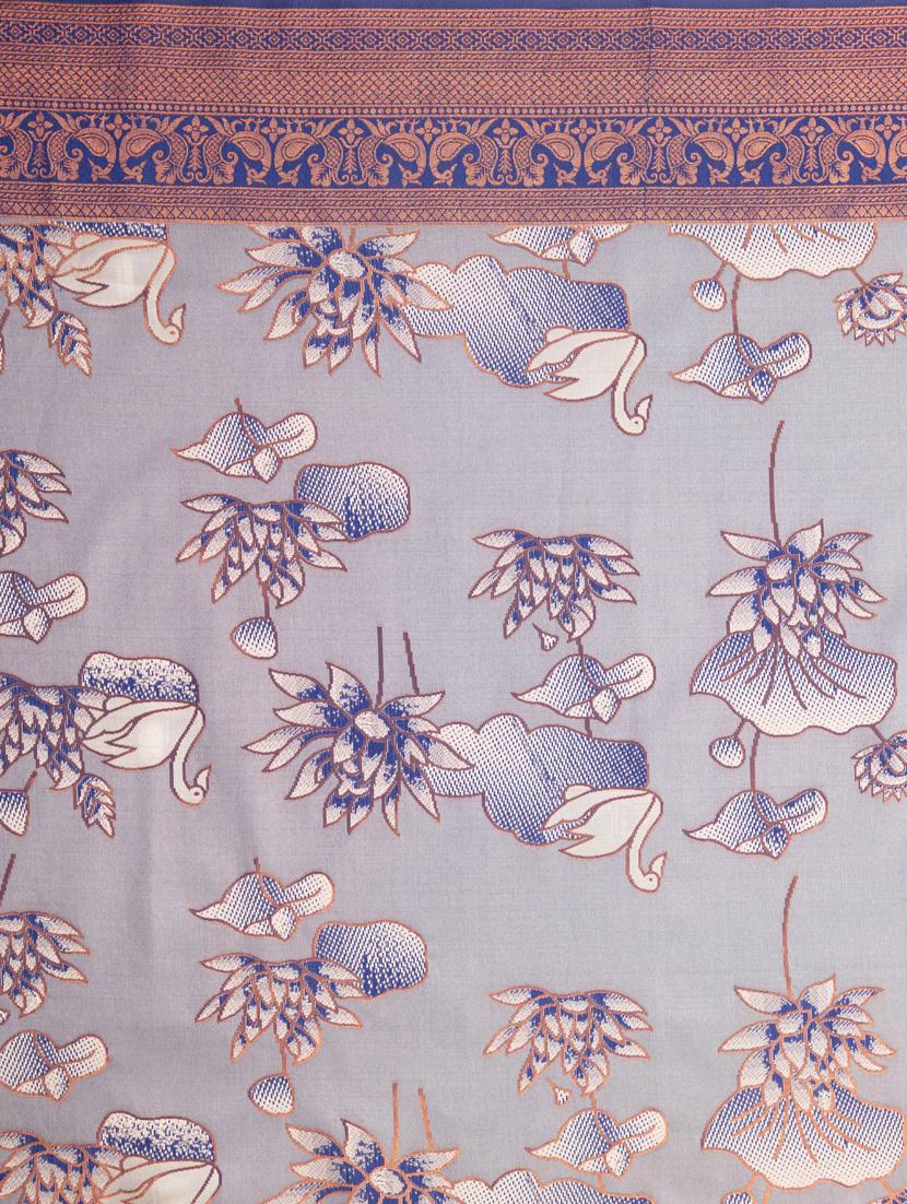 women floral printed bordered saree with blouse - 21068390 - Standard Image - 5