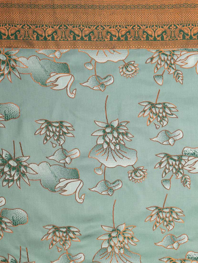 women floral printed bordered saree with blouse - 21068394 -  Standard Image - 5