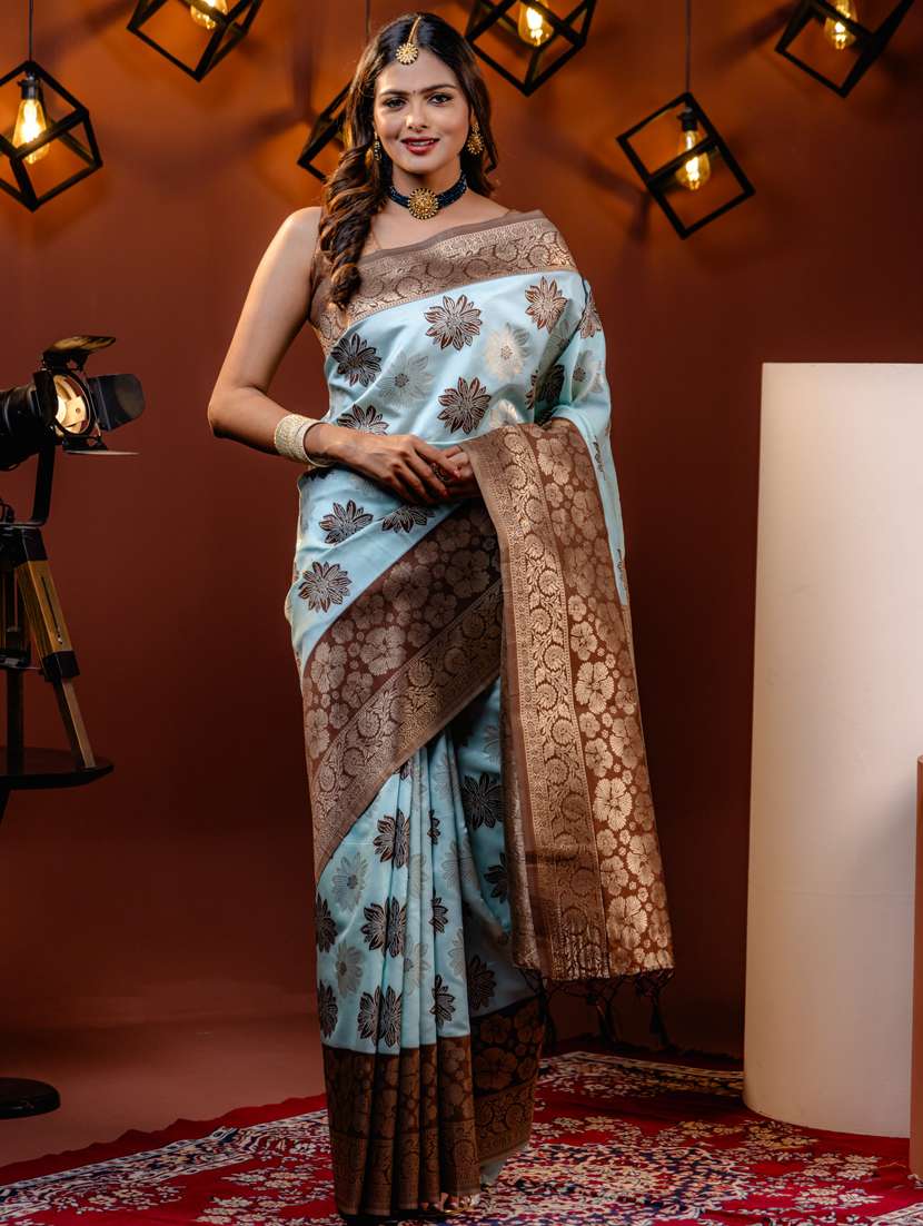 women floral banarasi saree with blouse - 21068418 - Zoom Image - 0