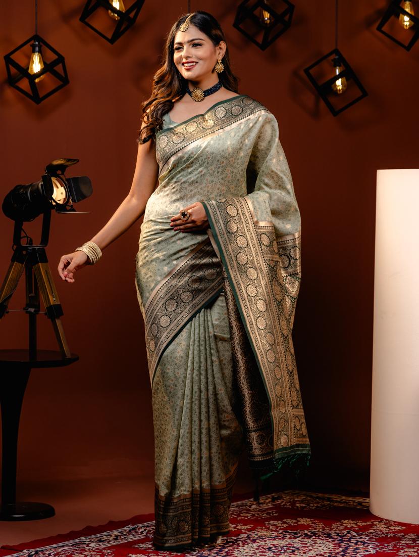 women self design kanjivaram saree with blouse - 21068423 -  Zoom Image - 0