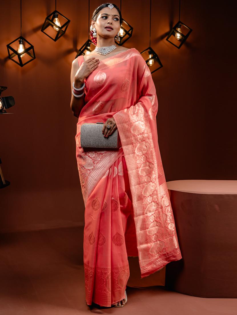 women self design banarasi saree with blouse - 21068442 - Zoom Image - 0