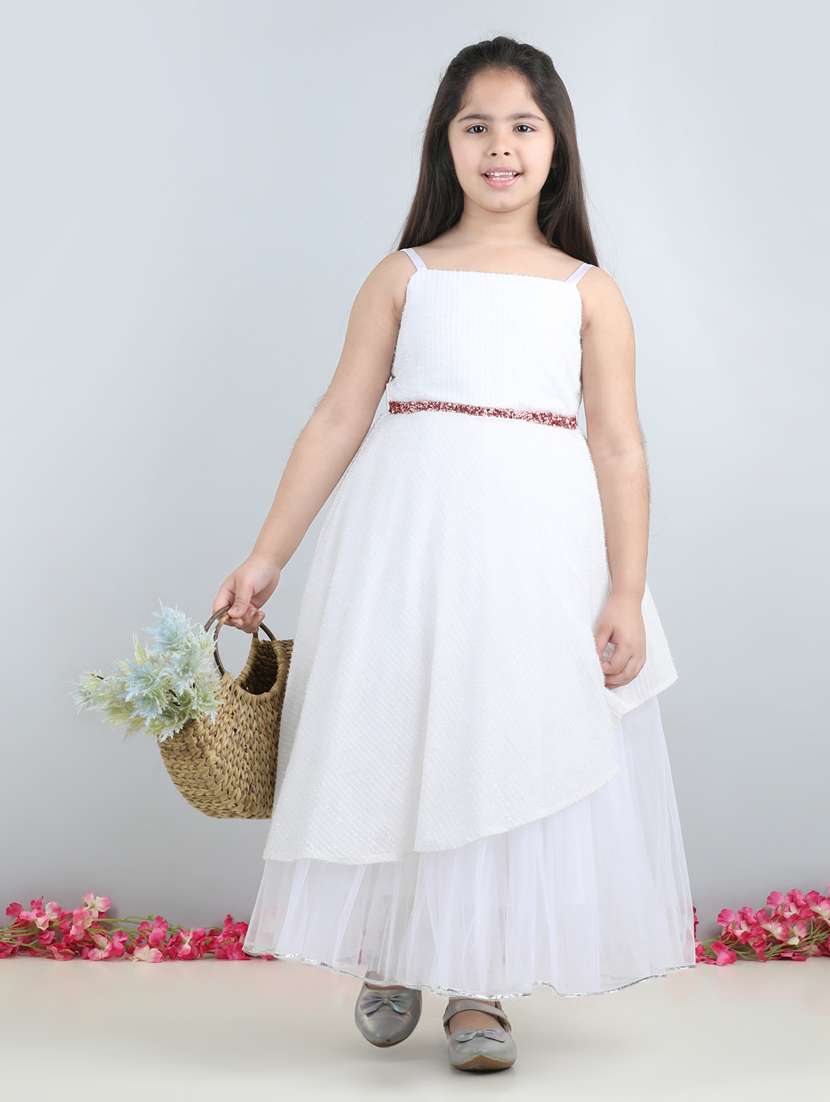 girls square neck net frocks