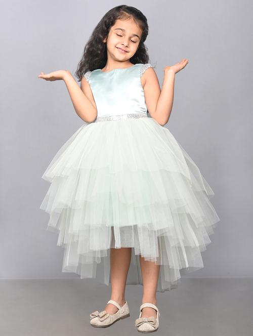 girls green  self design detailed frock - 21068511 -  Standard Image - 0