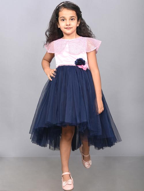 girls round neck net high low frock - 21068583 -  Standard Image - 0