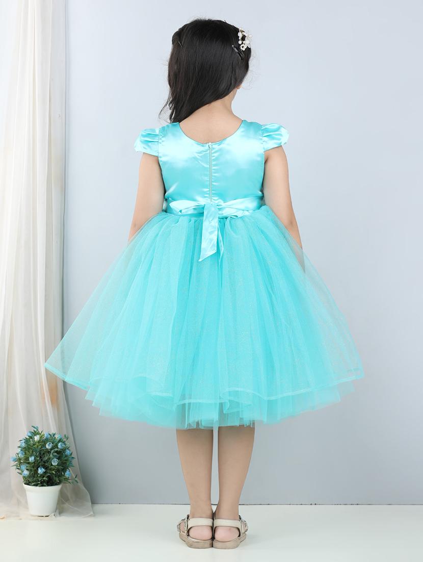 light blue round neck short sleeves frock - 21068621 - Standard Image - 3