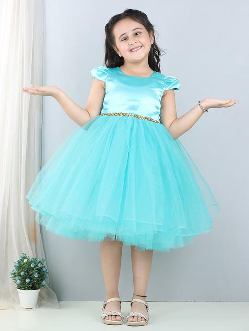 turquoise round neck sleeveless frock - 21069095 - Standard Image - 0