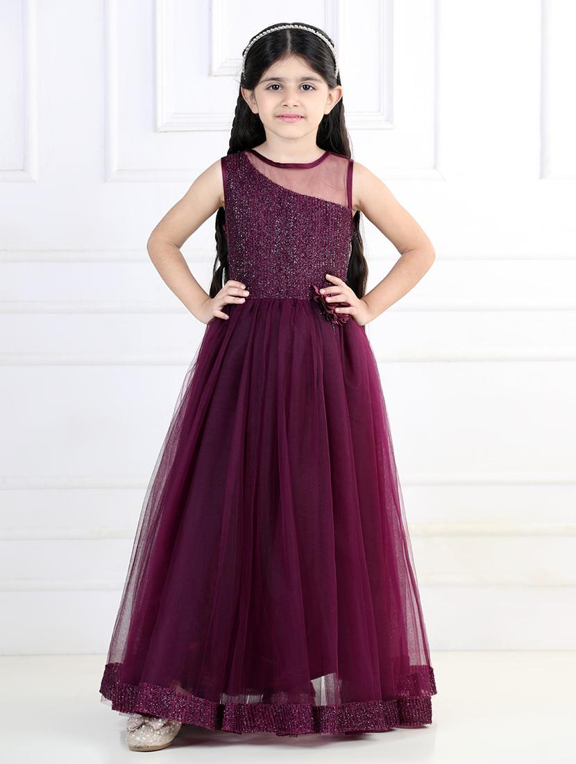 purple round neck sleeveless frock - 21069105 - Zoom Image - 0