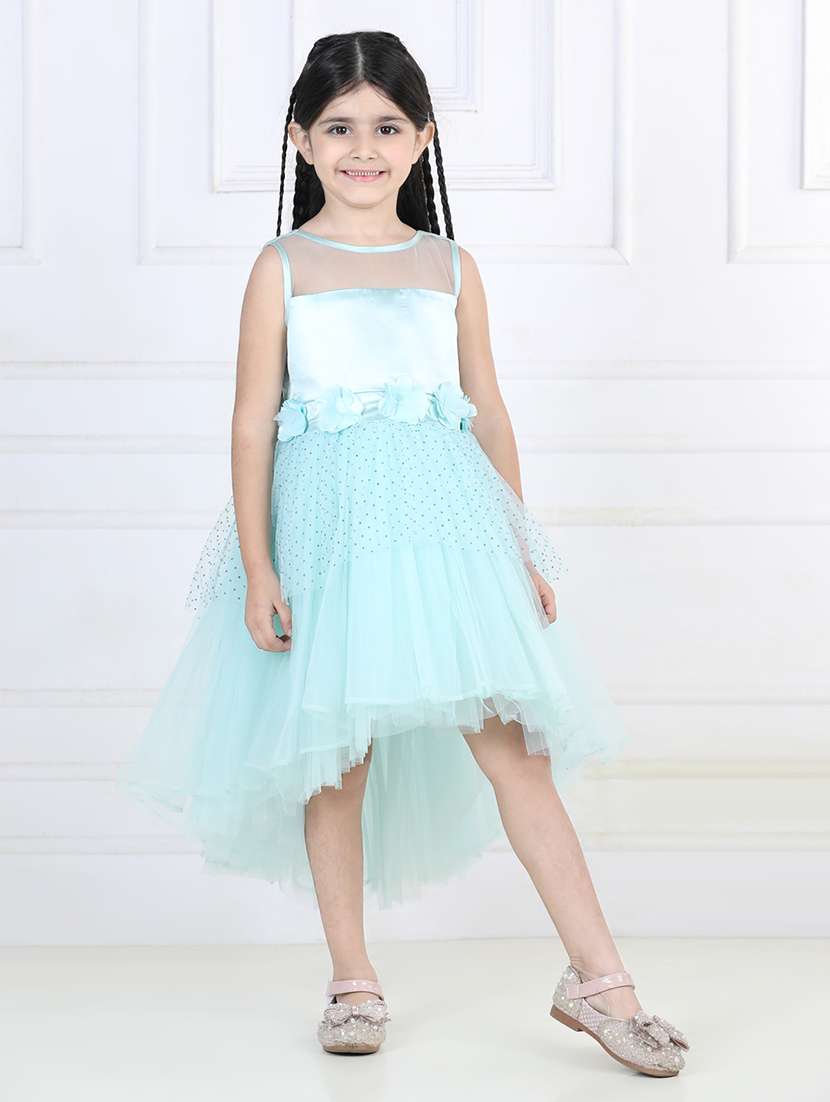 light blue round neck sleeveless frock - 21069108 -  Zoom Image - 0