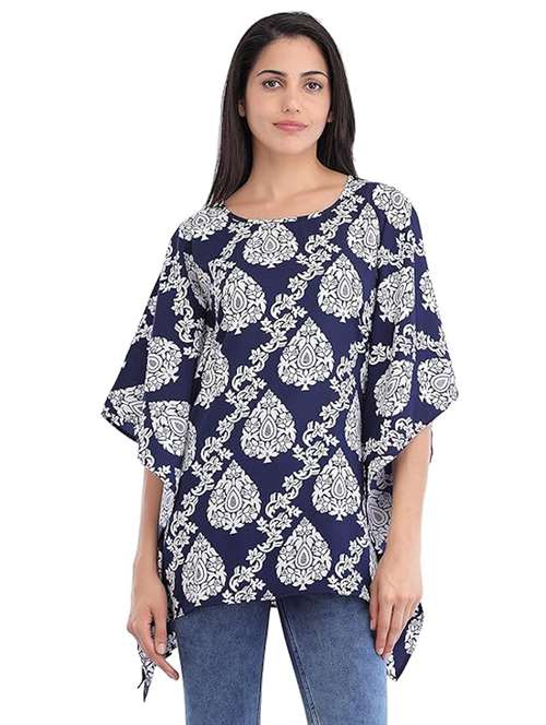 women navy blue printed kaftan top - 21069181 -  Standard Image - 0