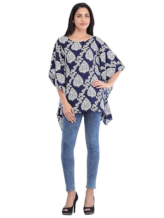 women navy blue printed kaftan top - 21069181 -  Standard Image - 3