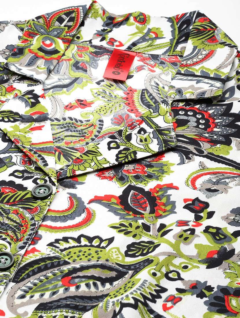 women white printed shirt & trouser coord set - 21069183 -  Standard Image - 3