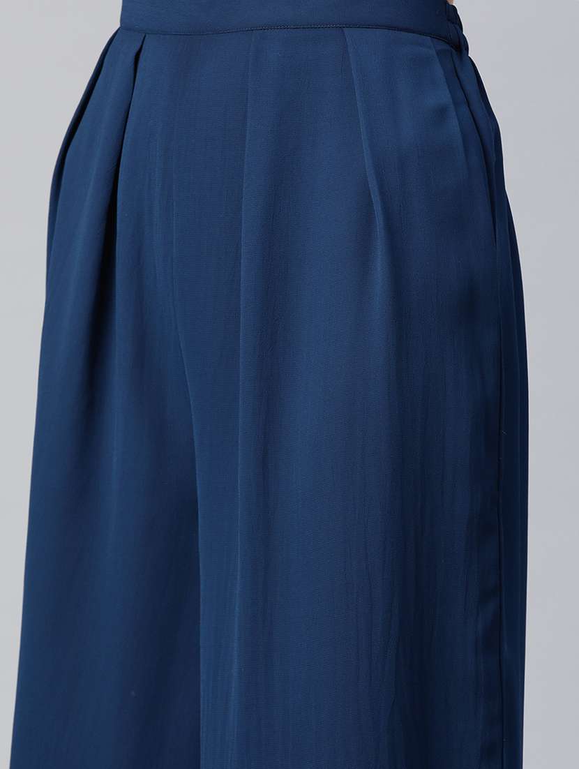 navy blue sequins work top & palazzo set - 21069199 - Standard Image - 5