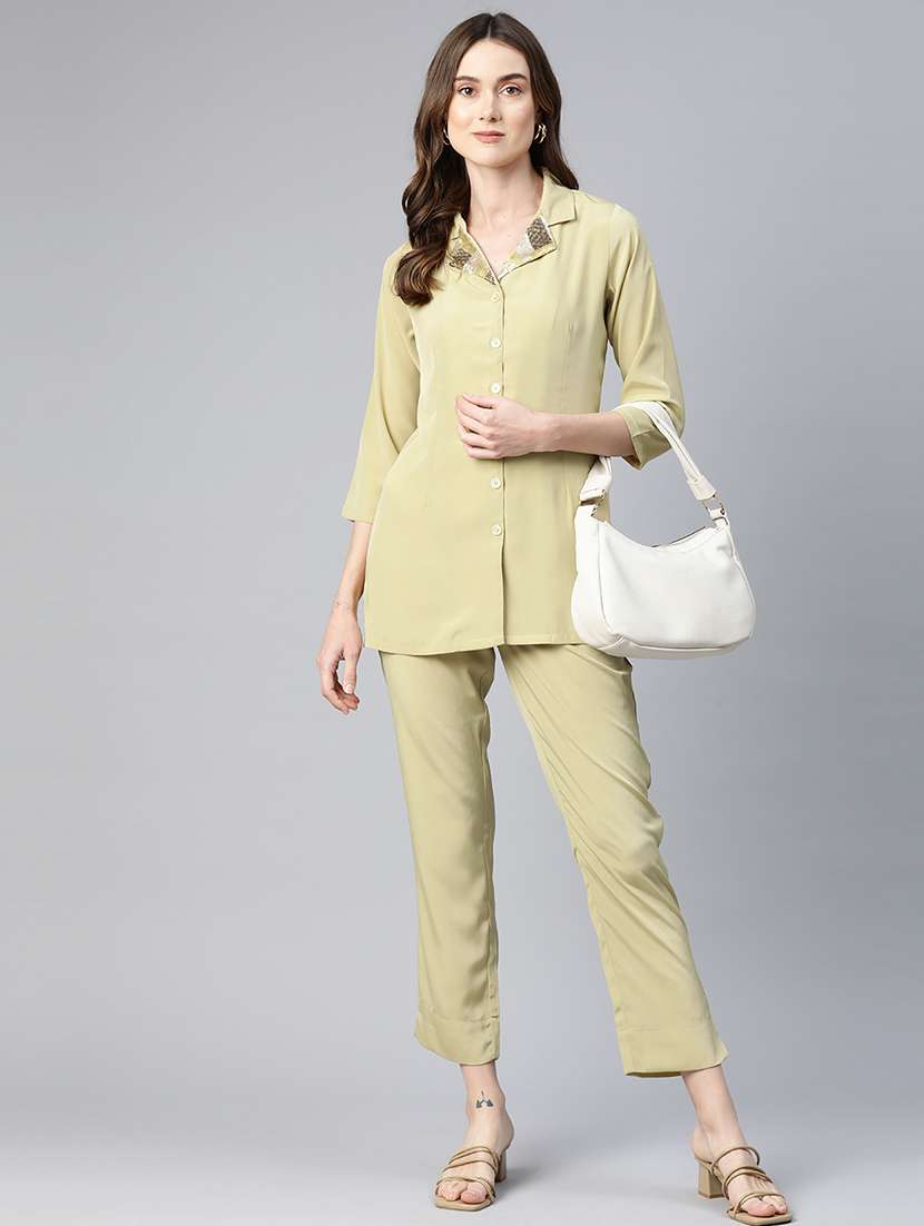 lime sequins work top & trouserset - 21069201 - Zoom Image - 0