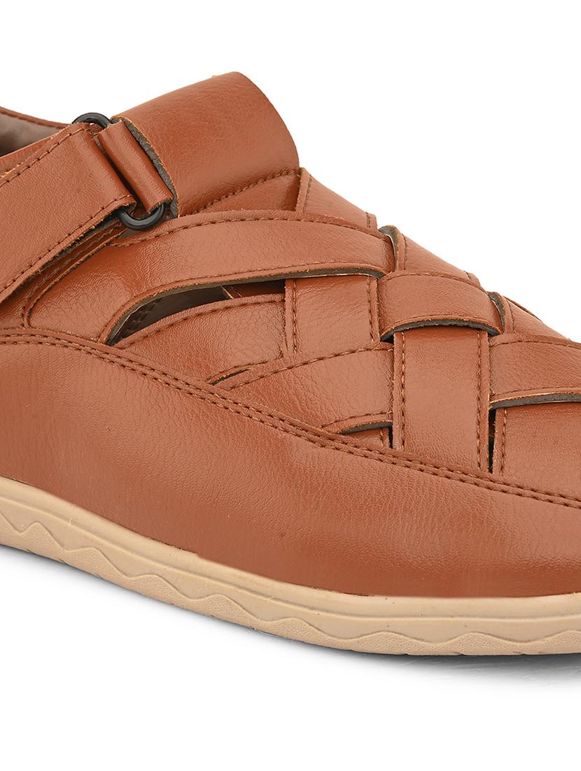 tan leatherette slip on sandals - 21069364 - Standard Image - 5