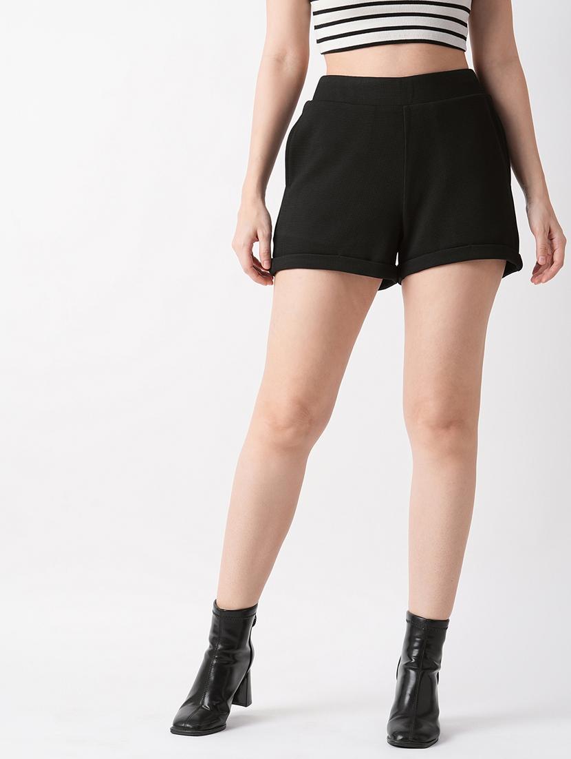 solid black rayon shorts - 21069637 -  Zoom Image - 0