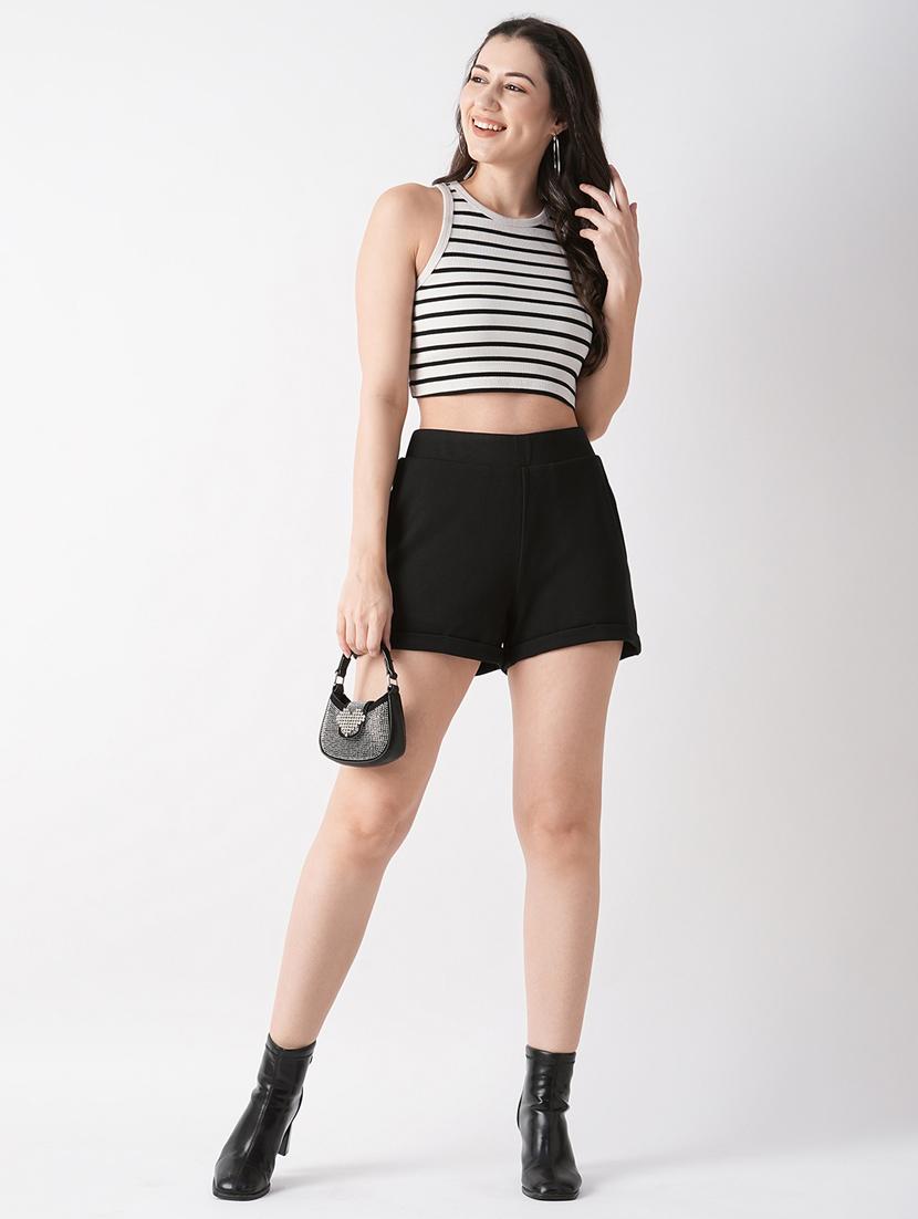 solid black rayon shorts - 21069637 - Standard Image - 3