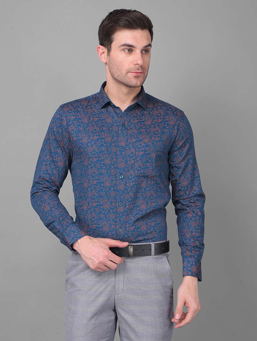 off white floral cotton formal shirt - 21069876 - Zoom Image - 0