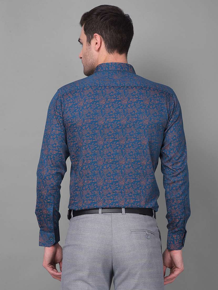 off white floral cotton formal shirt - 21069876 - Standard Image - 3