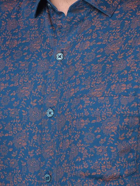 off white floral cotton formal shirt - 21069876 - Standard Image - 5