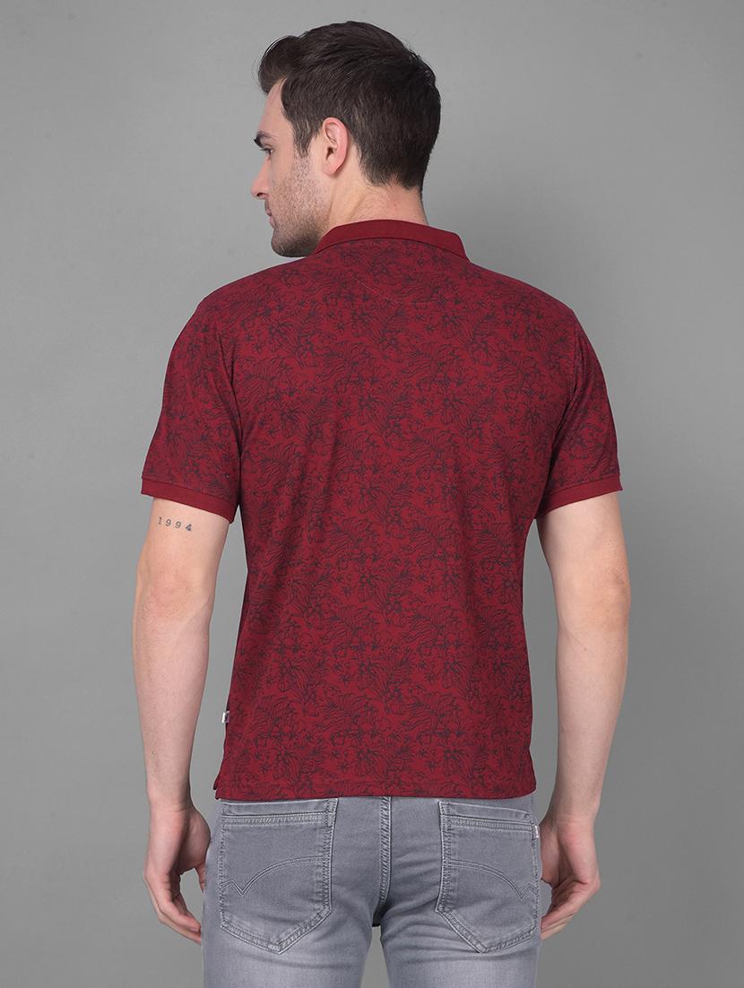 maroon cotton all over print tshirt - 21069889 - Standard Image - 3
