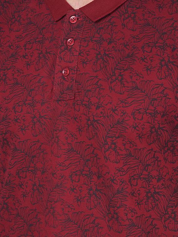 maroon cotton all over print tshirt - 21069889 - Standard Image - 5