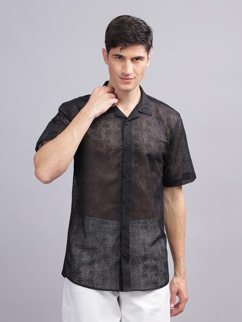 black lace regular shirt - 21070208 - Standard Image - 0